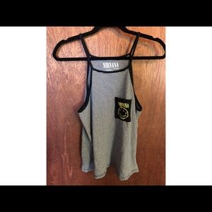 Hot Topic Nirvana Striped High Neck Tank Top